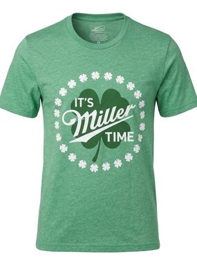 Miller‎ Time Heather Green St. Patrick's Shamrock Tee - Size XS